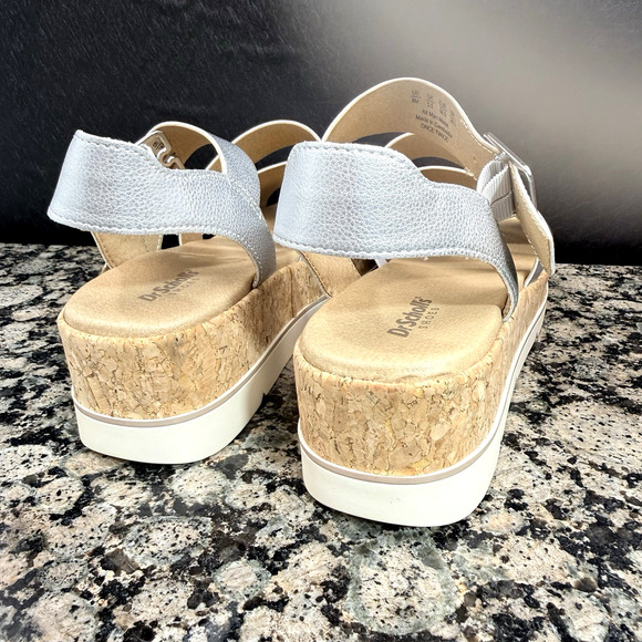 Dr. Scholl's Women's Once Twice Espadrille Platform Wedge Sandal 8M silver - Picture 8 of 11